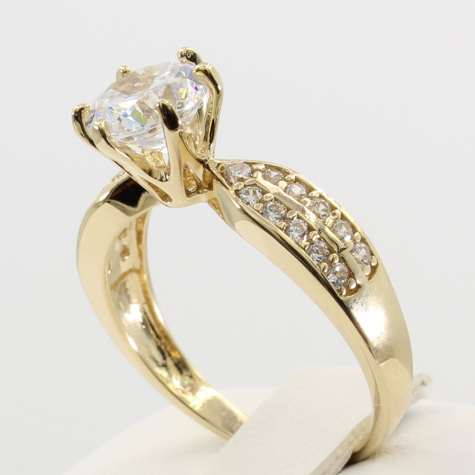 1.75 Ct Round Cut Engagement Wedding Ring Cathedral Setting Real 14K Yellow Gold 