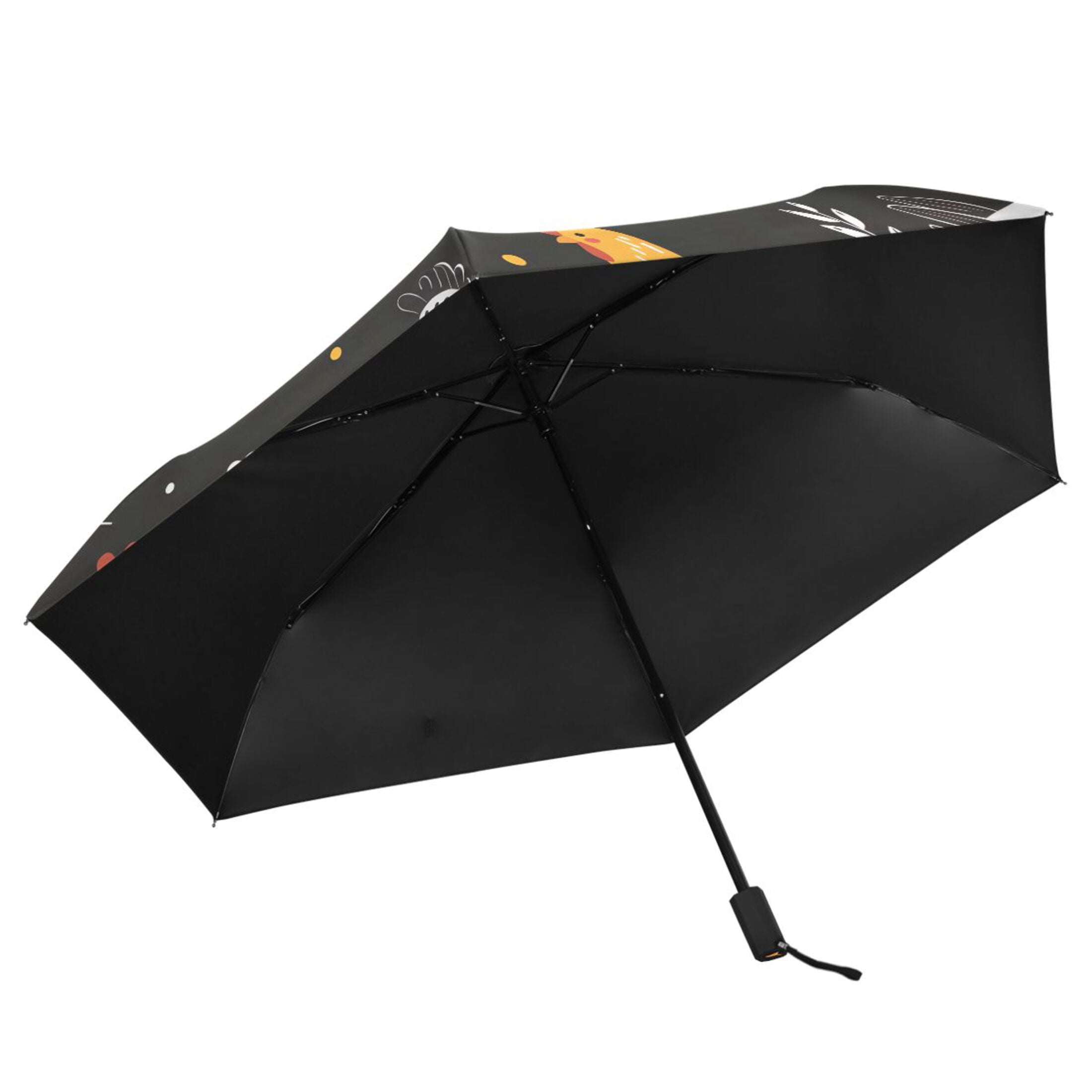 Cartoon Chicken and Leaf Compact Sun Umbrella Windproof Travel Umbrellas for Rain Strong Portable UV Protection