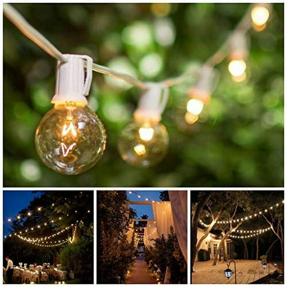 Hometown Evolution, Inc. 100 Foot G40 Globe String Lights with Clear Bulbs (100 Foot - White Wire) for Weddings, Bistro, Cafe, Market and Tent Lighting