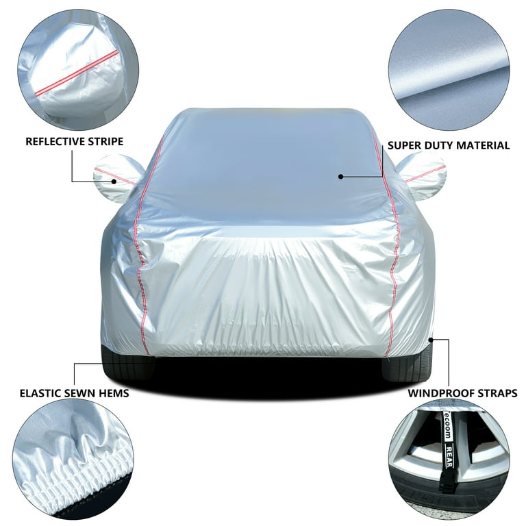 Car cover XXL 580x175x120 cm, 3-layer, reflectors, zipper at door -   platform