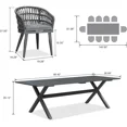 thumbnail image 3 of PURPLE LEAF 11 Pieces Patio Dining Set, Rectangular Aluminum Outdoor Table and 10 Wicker Chairs with Cushions for Garden Kitchen and Porch, Grey, 3 of 8