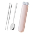 thumbnail image 2 of Siruishop Spoon Chopsticks Set Flatware with Case ,Gadgets, Travel Utensils ,Portable Cutlery Set for Daily Use Kitchen Camping Student Pink 3 Pieces, 2 of 8
