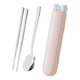 thumbnail image 2 of Juego de cucharas y palillos, vajilla, utensilios de viaje, juego de cubiertos portátiles para Rosa 3 piezas, 2 of 9