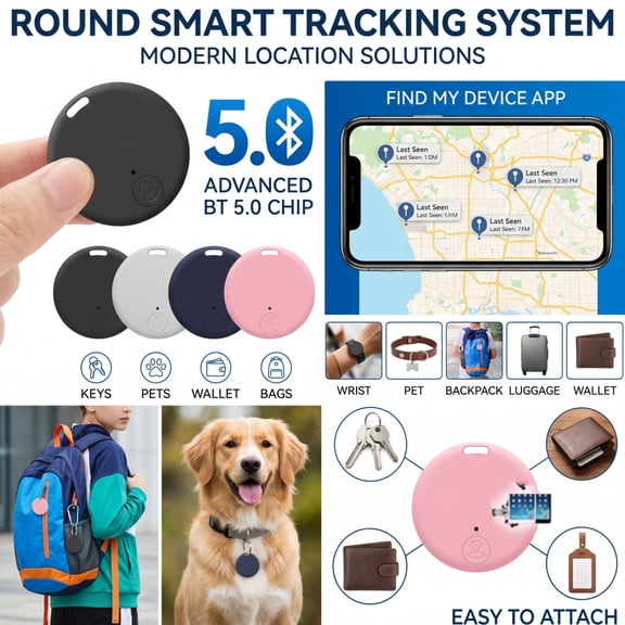 Smart GPS Tracker for Dogs and Cats, Waterproof Bluetooth Pet Locator, Anti-Lost Tag