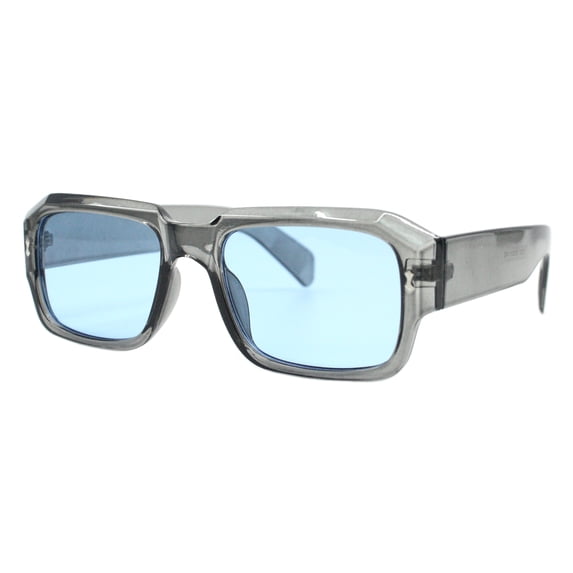 Womens Beveled Rectangular Frame Sunglasses Designer Style UV 400 Gray