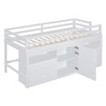 thumbnail image 4 of Harper & Bright Designs Twin Size Low Loft Bed for Boys Girls, Wood Twin Loft Bed with Storage Drawers, Underneath Cabinet and Shelves, Space Saving Low Loft Bed Frame for Junior, White, 4 of 12