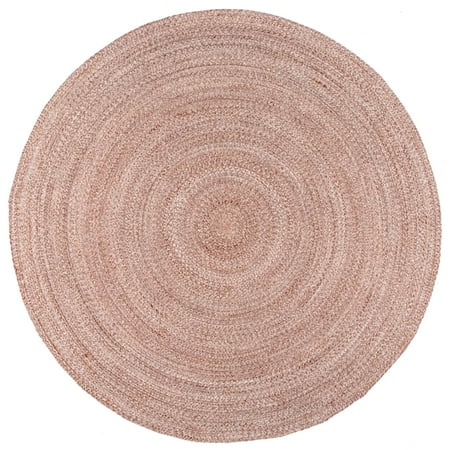 

nuLOOM Kyla Handmade Braided Farmhouse Round Area Rug 3 x 5 Light Pink