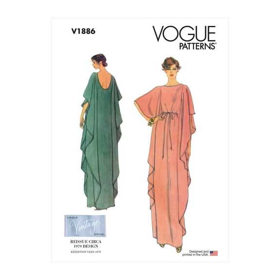 Vogue Sewing Pattern 1886 Caftans, Dresses A (XS-S-M-L-XL-XXL)