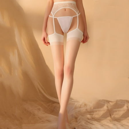 Women s Stockings Garter Belt Lace Women 4 Strap With Stocking For Thigh Highs Elegant Lingerie White Women s Accessories Stockings