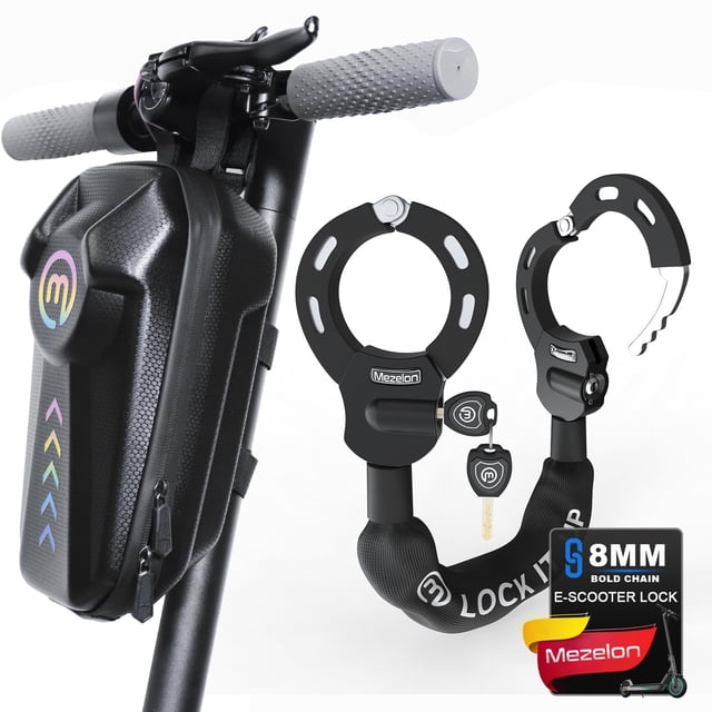 Candado para scooter Mezelon con cadena de 8 mm y bolsa impermeable