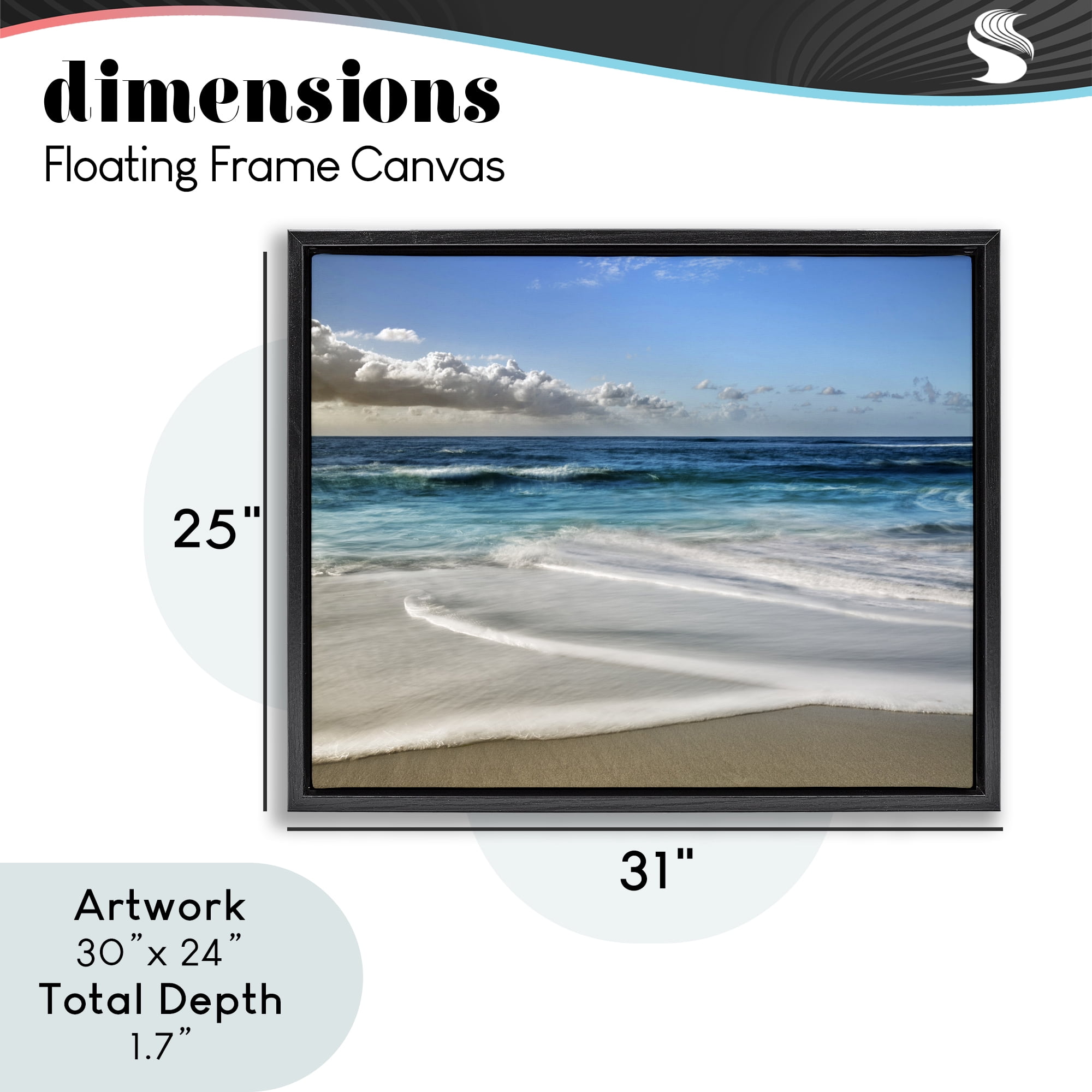 Stupell Industries Morning Foam on Shore Black Framed Floater Canvas Wall Art, design by Superstock