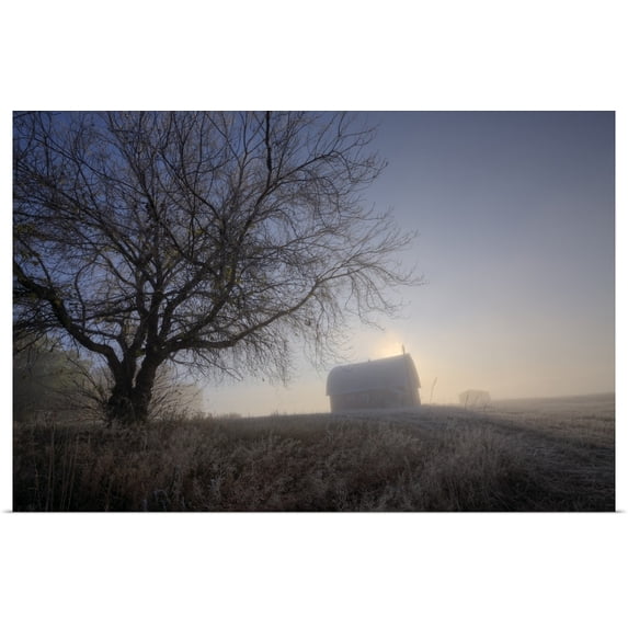 Great BIG Canvas | "Autumn Sunrise Over Barn On A Farm, Alberta, Canada" Art Print - 24x16