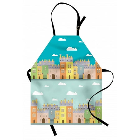 

Dutch Apron Colorful Houses Traditional Architecture of Holland Cartoon Old Town Illustration Unisex Kitchen Bib Apron with Adjustable Neck for Cooking Baking Gardening Multicolor by Ambesonne