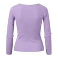 thumbnail image 7 of Womens Tops Crew Neck Long Sleeve Button Down Knit Shirt Solid Color Slim Fit Lightweight Stretchy Fabric For Vacation/Work/Party Xl Sweaters For Women, 7 of 7