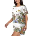 thumbnail image 2 of Bixox Women's Herbs and Wildflowers Printed Pajama Set 2 Piece Lounge Set Top and Shorts Soft Pajamas, Shorts with Pockets, 2 of 7