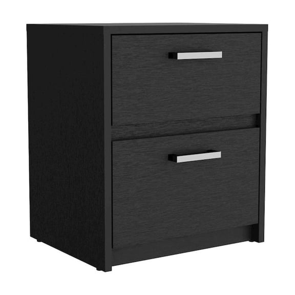 HomeRoots 19" Black Two Drawer Faux Wood Nightstand