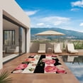 thumbnail image 3 of Flower Stripes Outdoor Rug for Patio/Deck/Porch, Non-Slip Large Area Rug 5 x 8 Ft, Black White Geometric Pink Rose Floral Indoor Outdoor Rugs Washable Area Rugs, Reversible Camping Rug Carpet Runner, 3 of 8