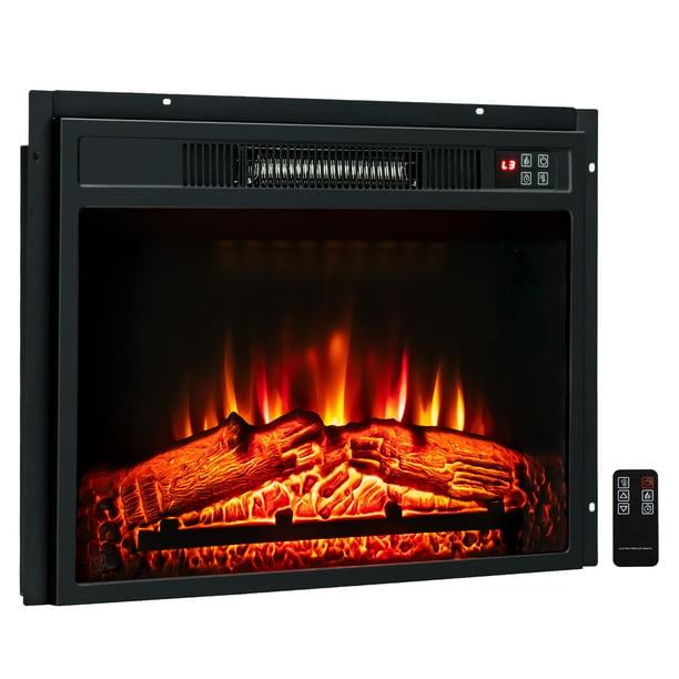 Costway 23'' Electric Fireplace Insert Heater w/ Log Flame Effects
