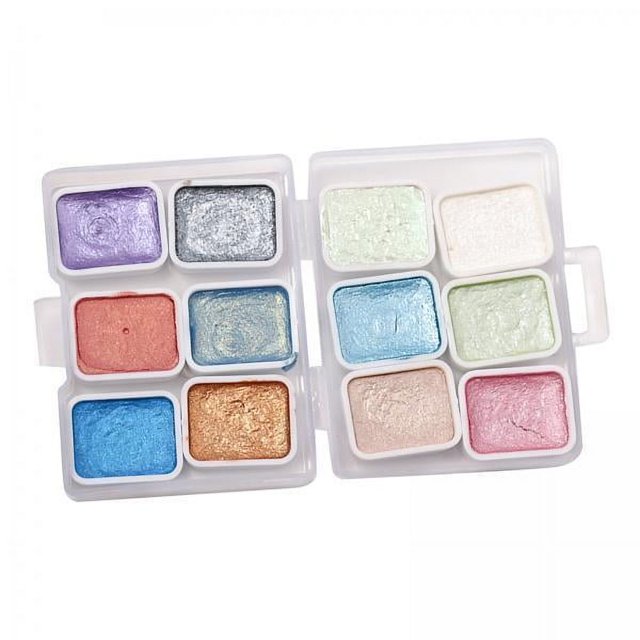 Pintura de acuarela,Brillo brillante,acuarela sólida para artistas principiantes,12 colores,colores de agua surtidos,juego de viaje,Pigmento brillante para decoración de uñas,pintura sólida