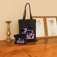 thumbnail image 2 of COMIO 2 Pcs Canvas Tote Bags Cute Aesthetic Tote Bags with Zipper Cherry Blossom Fox - Cute Pink Fox Black, 2 of 8