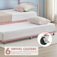 thumbnail image 6 of Twin Metal Daybed with Trundle, Pullout Trundle Bed Frame with Arched Headboard, Guest Sofa Bed with Steel Slat Support, No Box Spring Required, Easy Assembly, for Living Room, Bedroom, Pink, 6 of 7