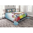 thumbnail image 1 of Birthday Bedspread Set King Size, Colorful Car with Presents Toys Holiday Lollipops Party Hat Balloons Celebration, Quilted 3 Piece Decor Coverlet Set with 2 Pillow Shams, Multicolor, by Ambesonne, 1 of 3