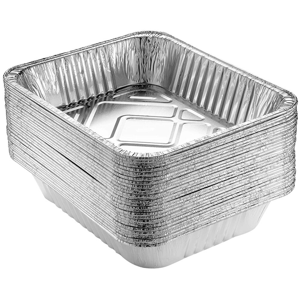 HOMEMAXS 50Pcs Food Foil Pans Cake Bread Baking Aluminum Foil Boxes