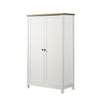 thumbnail image 2 of Benjara Aie 60 Inch Storage Cabinet, Framed Slatted Panel Doors, White, Brown Wood, 2 of 5