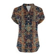 thumbnail image 5 of Ichuanyi Womens Printed Tops Short Sleeve Shirts Dressy Casual Henley V-Neck Summer Tops T-Shirts Loose Fit Tunic Blouses, 5 of 5