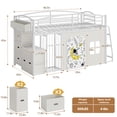 thumbnail image 4 of HiJob Twin Low Loft Bed for Kids with 5 Storage Drawers, Desk & Toy Organizer, RGB LED Lights & Under-Bed Playhouse, 13.8" Guardrail, White, 4 of 14