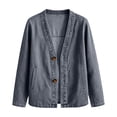 thumbnail image 7 of Dwellite Womens Classic Button Front Breathable Stretch Denim Jacket Relaxed Fit Lightweight Casual Long Sleeve Cardigan Coat Black XL, 7 of 7