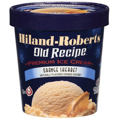 HilandRoberts Old Recipe Premium Orange Sherbet Ice Cream, 16 oz