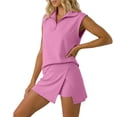 thumbnail image 4 of OJSFQUFP Women Soild Color 2 Pc Skirt Sets Summer Sleeveless Half Zip Sweatshirt Sport Outfits Casual Sweatsuits, 4 of 6