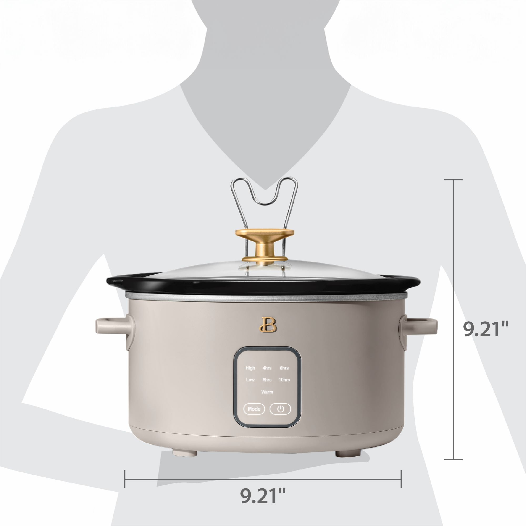 Beautiful 4Qt Slow Cooker with Touch-Activated Display, Porcini Taupe by Drew Barrymore