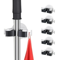 FGY 6 Pieces Broom Holder Mop and Broom Hanger Anti Slip Gripper Wall Mount Tool Organizer - White
