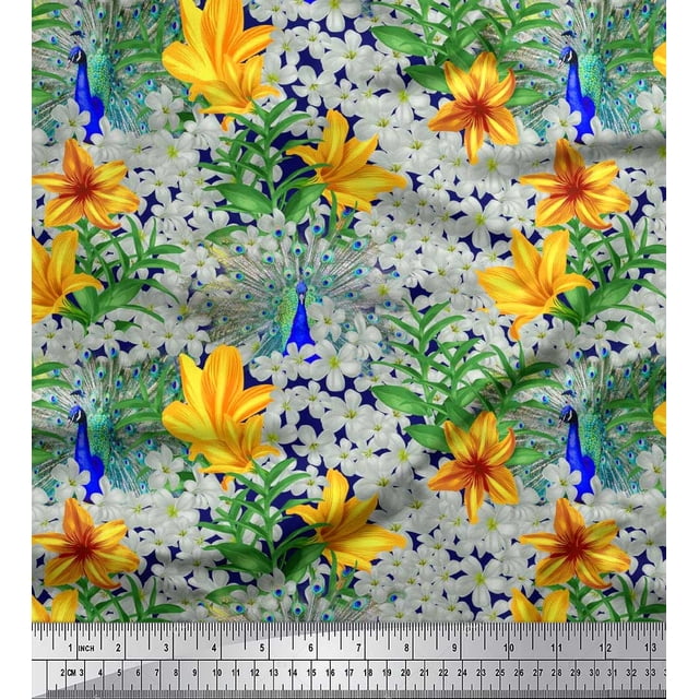 Soimoi Poly Georgette Fabric Dot,Coffee & Cupcake Food Printed Craft Fabric by The Yard 52 Inch Wide
