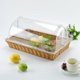 thumbnail image 2 of Cesta de ratán de imitación de pan de frutas con tapa Cesta de exhibición de alimentos rectangular Bandeja de pan tejida con tapa abatible transparente, 2 of 5