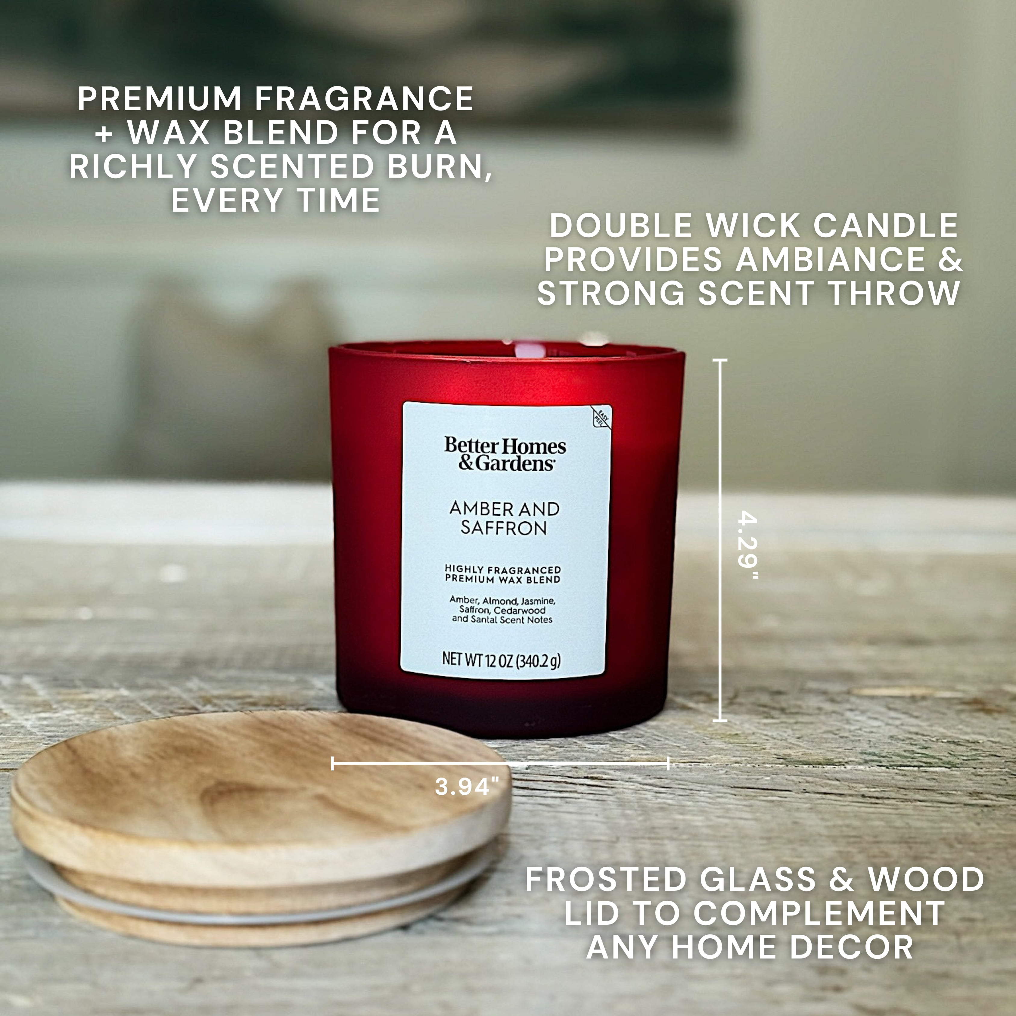 (2 pack) Better Homes and Gardens Amber and Saffron Scented 2-Wick Frosted Jar Candle 12oz.