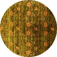 thumbnail image 1 of Ahgly Company Machine Washable Indoor Round Oriental Yellow Industrial Area Rugs, 5' Round, 1 of 1