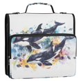 thumbnail image 2 of Haosy 3 Ring Zipper Binder with Shoulder Strap Waterproof Trapper Keeper 2 Inch D-Ring 500 Sheets Capacity, Watercolor Killer Whales, 2 of 8