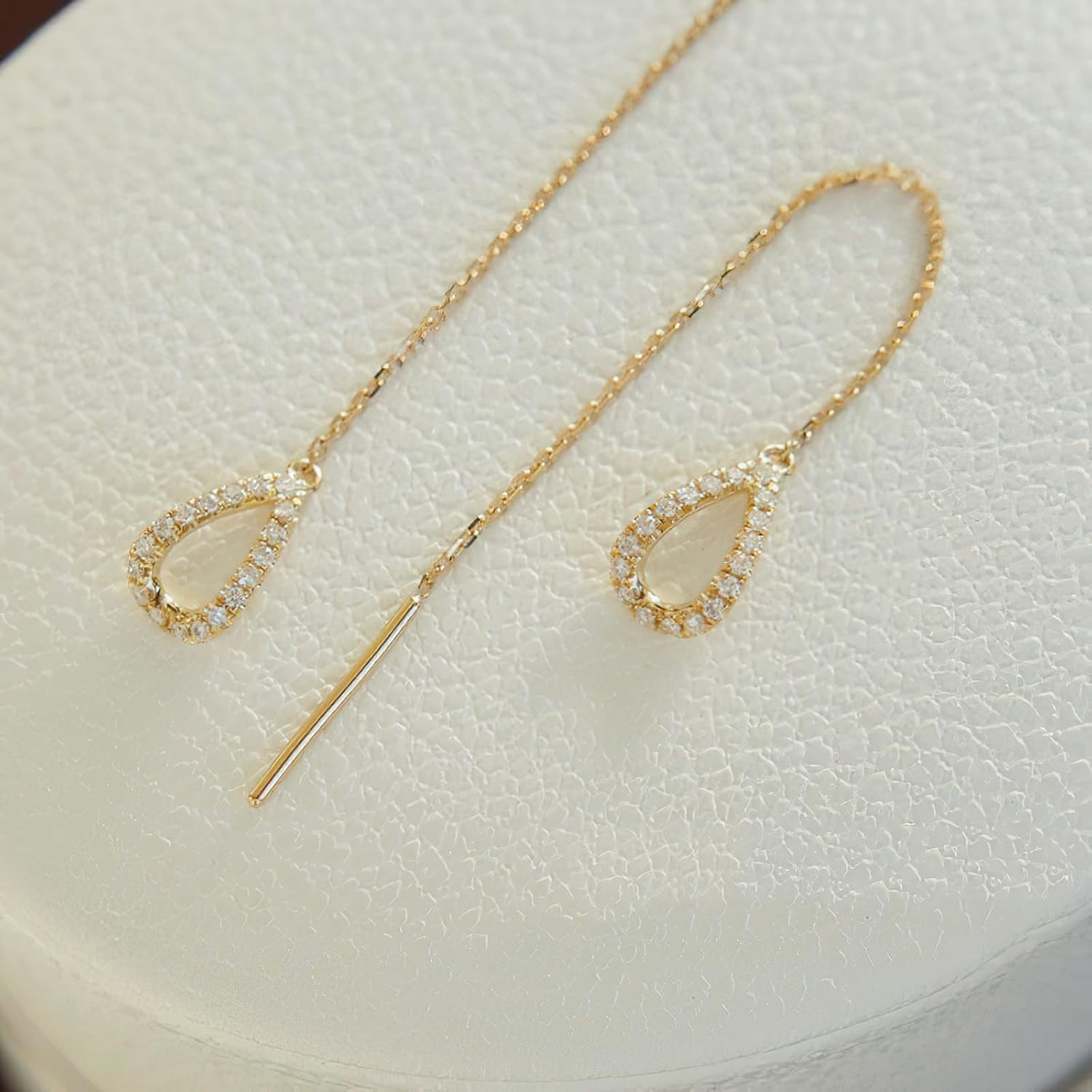 Sterling Silver Threader Earrings for Women Hypoallergenic S925 Dainty Long Chain Ear Line with Cubic Zirconia Elegant Dangle Tassel Earrings Heart Earrings Graduation Gifts