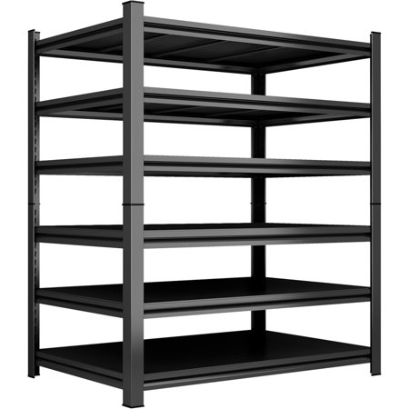 Garage Shelving Heavy Duty Garage Storage Shelves, 3600 LBS Adjustable 6 Tier Shelving Unit, Metal Utility Shelf for Basement, Warehouse and Workshop (82''Hx46''Wx18''D, Black)