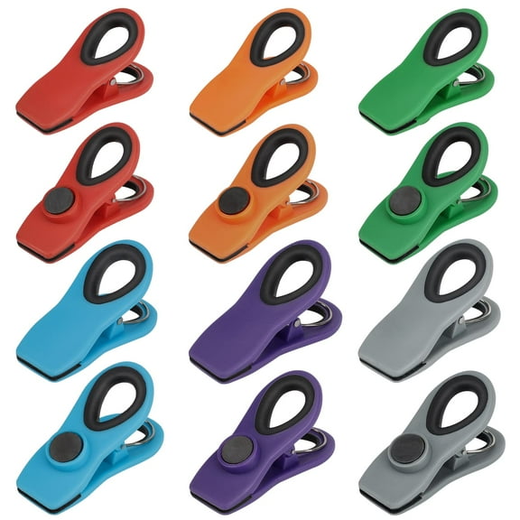 Dihmpor Chip Clips, Magnetic Bag Clips with Air Tight Seal for Food Storage, 12 Pieces, Multicolor