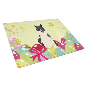 Carolines Treasures BB6029LCB Easter Eggs Russo-European Laika Spitz Glass Cutting Board Large, 12H x 16W, multicolor