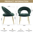 thumbnail image 2 of NEW Green Velvet Dining Chair with Curved Backrest and Gold Metal Legs for Kitchen or Dining Room, 2 of 9