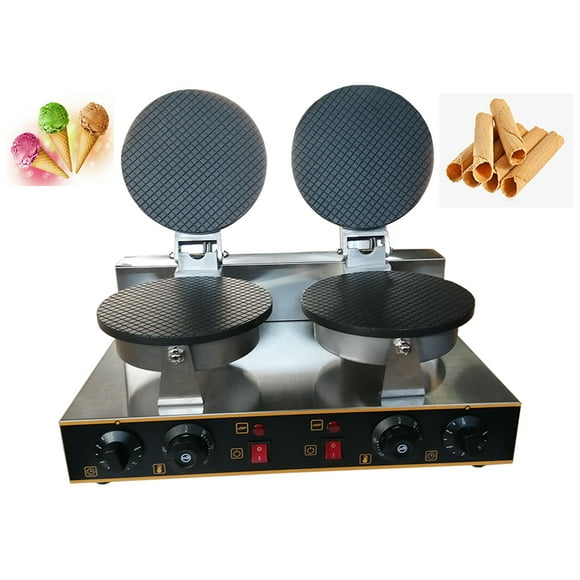 INTBUYING Gaufrier Commercial Électrique Machine à Cornets de Crème Glacée Machine à Pâtés Impériaux avec Couche Antiadhésive pour Cuisine Familiale Boulangeries Maison Bar à Collations