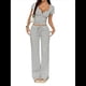 thumbnail image 1 of Conjunto de 2 Piezas A Rayas para Mujer, Camiseta de Corta, Pantalón , Conjunto de Estar por Casa A Juego con Bolsillos. y Negro L, 1 of 10