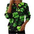 thumbnail image 3 of TaTaai Ladies St. Patrick's Day Print Long Sleeve Sweatshirt Fashion Loose Round Neck Casual Top Soft Comfortable for Daily Home Office Streetwear Gift, 3 of 5