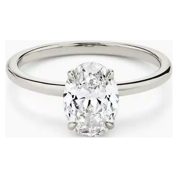 2.00 Cts Oval Moissanite Silver Engagement Ring 18K White Gold Plated Diamond Art Deco Wedding Ring Starburst Diamond Ring Cluster Vintage Ring