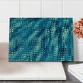 thumbnail image 2 of Fractal Cutting Board, Vintage Mosaic Style Little Geometric Circles on Flat Background with Art, Decorative Tempered Glass Cutting and Serving Board, Small Size, Petrol Blue, by Ambesonne, 2 of 5
